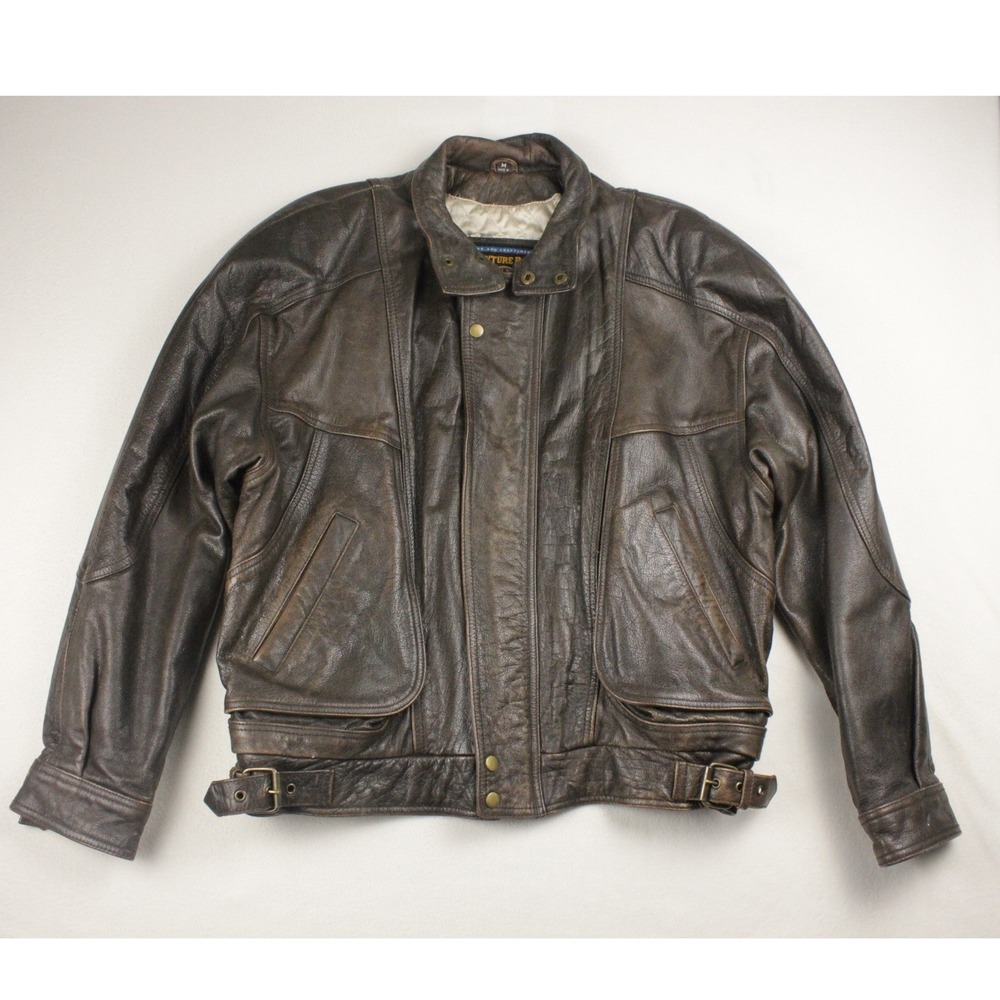 Vintage Wilsons Adventure Bound Leather Jacket Mens M Brown Distressed Grunge